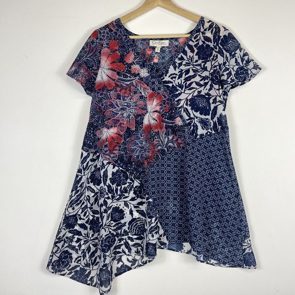 Jessica Simpson Maternity Shirt Womens Small Chiffon Sheer Floral Boho Flowy